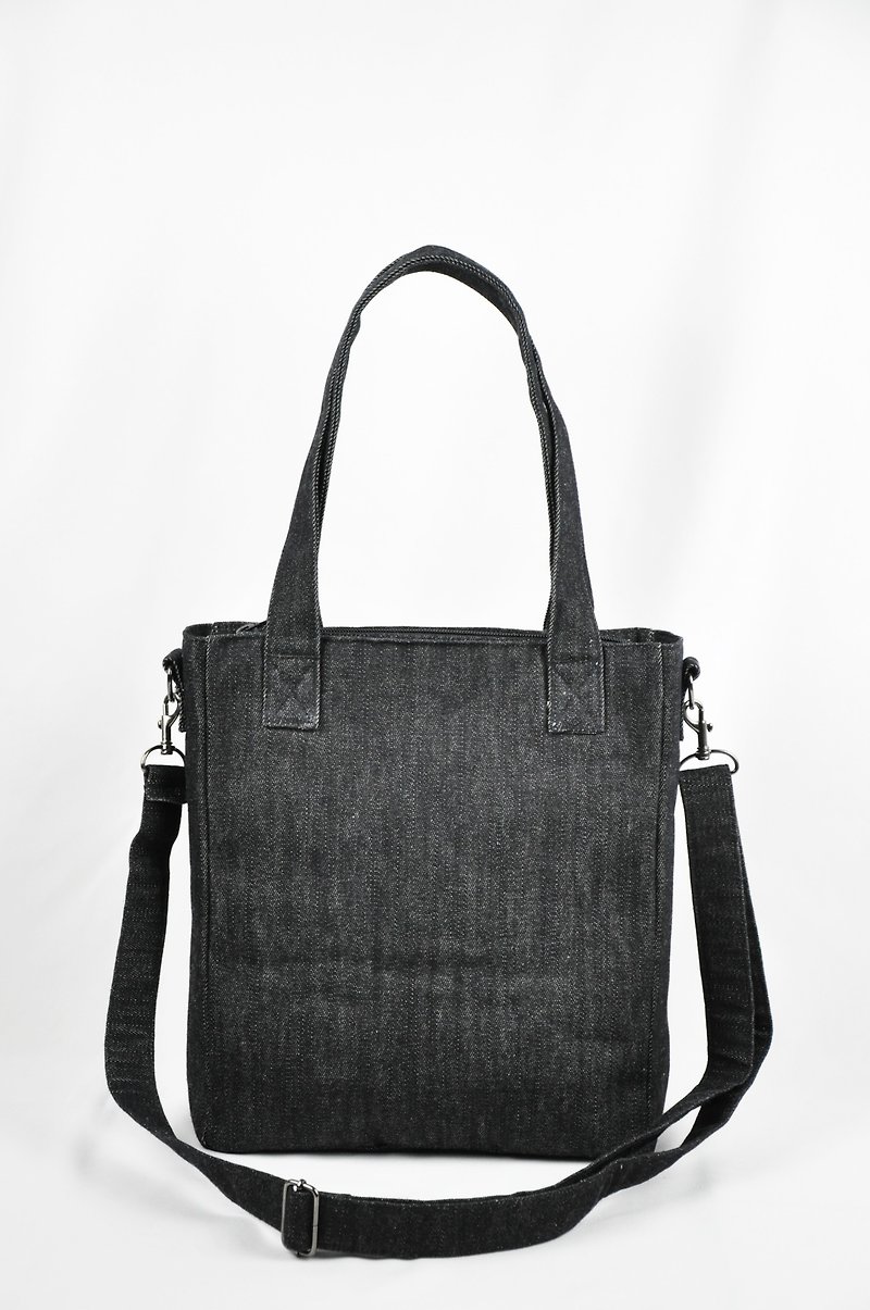 ENDURE/shoulder bag/tannin denim black单宁牛仔黑 - 手提包/手提袋 - 棉．麻 黑色