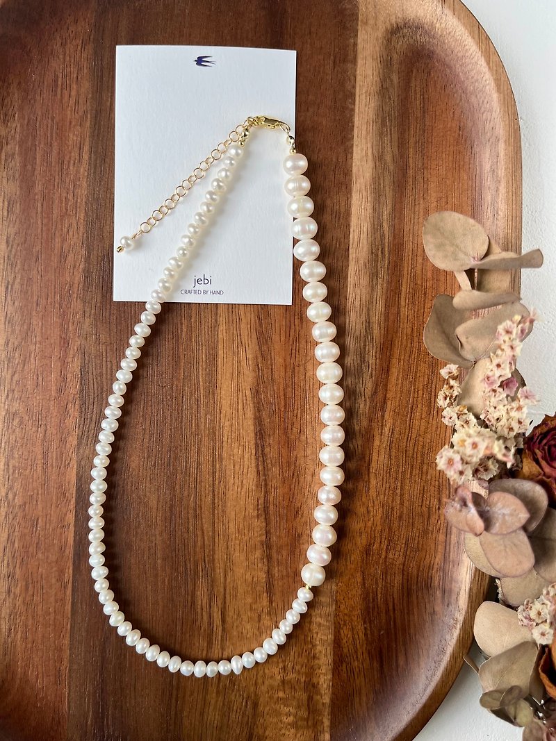 サイズミックス　淡水パールのネックレス - 项链 - 珍珠 白色