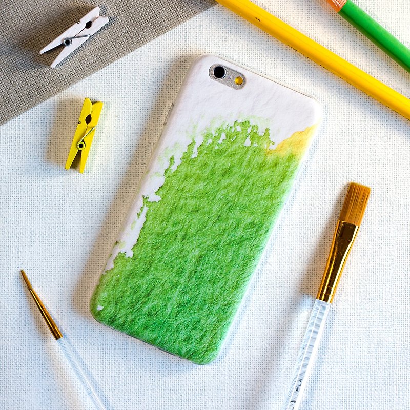 淡淡水彩绿与黄纹理//原创手机壳-iPhone,Samsung,Sony,oppo, LG - 手机壳/手机套 - 塑料 绿色