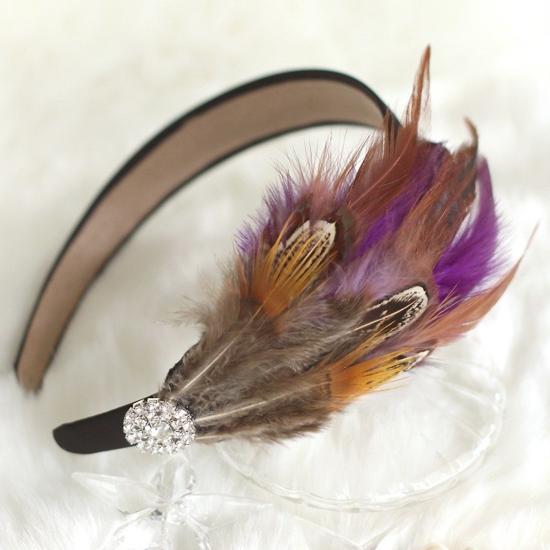 彩色羽毛闪石装饰头箍 - 发饰 - 其他材质 紫色