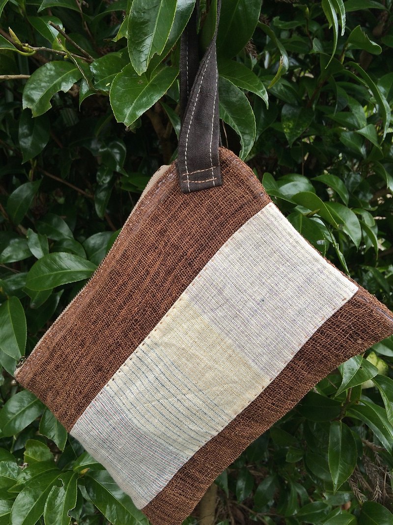 手織りヘンプセカンドバッグ - 其他 - 棉．麻 咖啡色