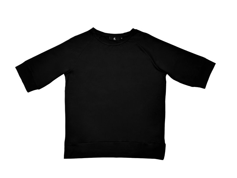 黑色六分袖机能衣 - 男装上衣/T 恤 - 聚酯纤维 黑色
