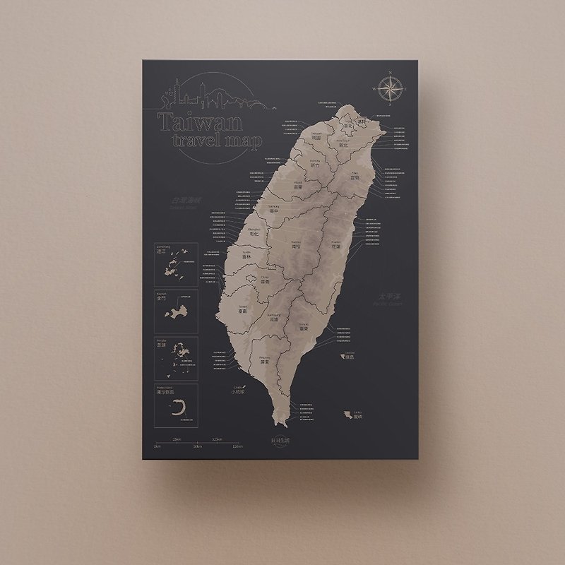 台湾旅游地图海报-来场台湾美景探索之旅吧 - 海报/装饰画/版画 - 纸 卡其色