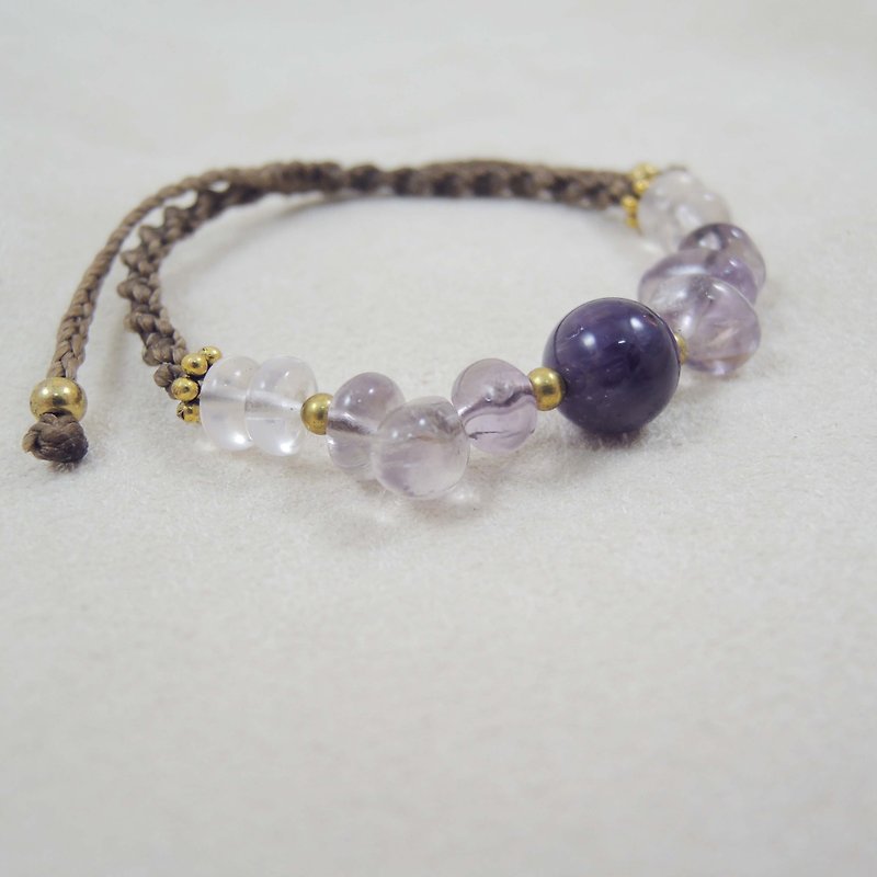 凝 / 天然石x巴西蚕丝蜡线手环 - 手链/手环 - 宝石 紫色