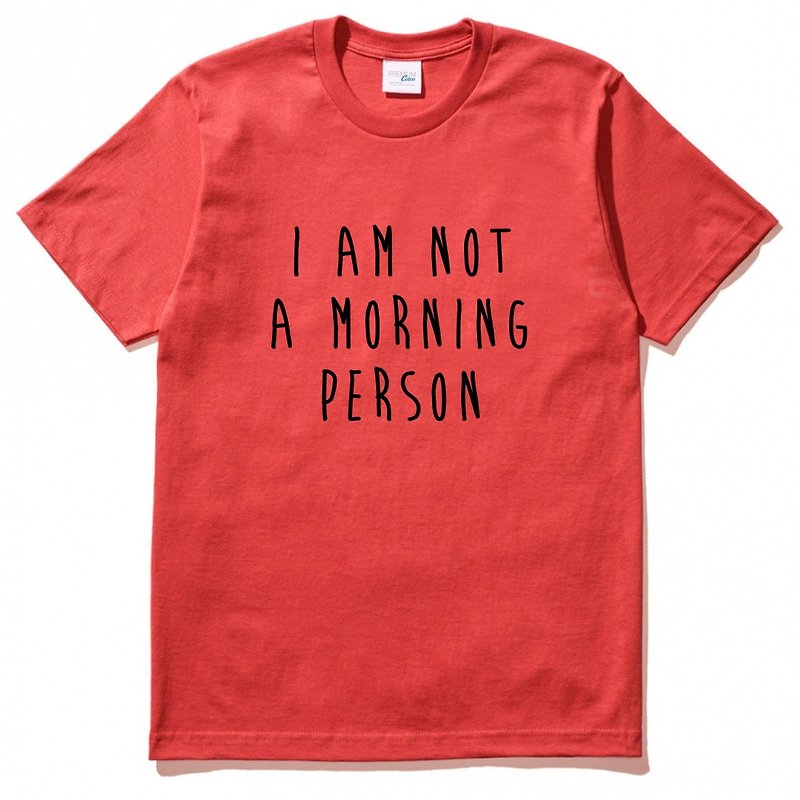 I AM NOT A MORNING PERSON 短袖T恤 红色 我不是一个早起的人 文青 艺术 设计 时髦 文字 时尚 - 女装上衣 - 棉．麻 红色