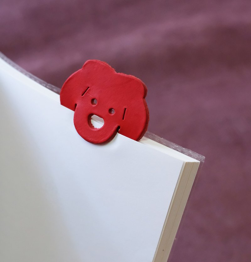 Leather Bookmark / Cute Animal Bookmark / Gift for Book Lovers - Lion Red - 书签 - 真皮 红色