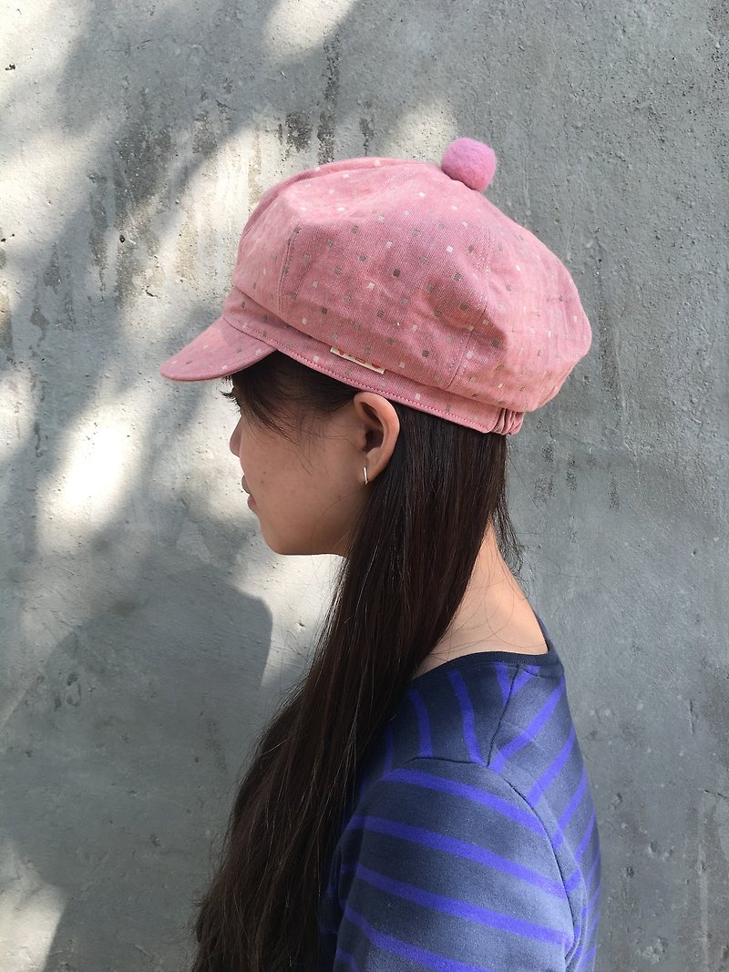 *1+1=5/小方块粉与糖果羊毛毡球球 报童帽/造型帽 * - 帽子 - 棉．麻 粉红色