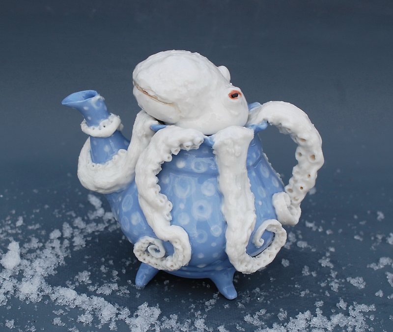Art teapot Octopus sculpture Funny unusual handmade teapot Octopus tentacles
