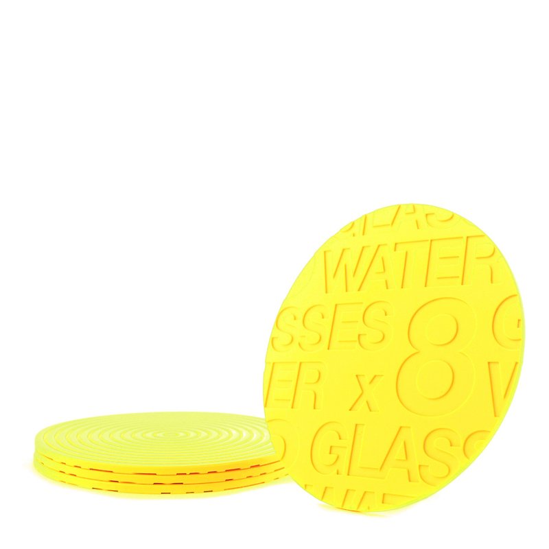 八杯水杯垫 * 香港设计 * 小礼物 * - 杯垫 - 硅胶 黄色