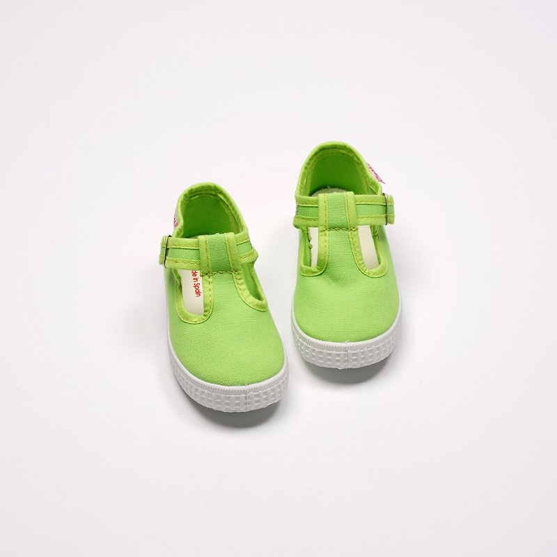 西班牙国民帆布鞋 CIENTA 51000 19苹果绿 经典布料 童鞋 T字款 - 童装鞋 - 棉．麻 绿色