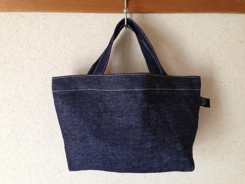 デニムリネントートバッグ（Ｓ） - 手提包/手提袋 - 棉．麻 蓝色