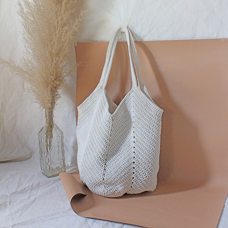 Tote bag ,Market bag ,White Crochet bag ,Shopping bag - 侧背包/斜挎包 - 其他材质 白色