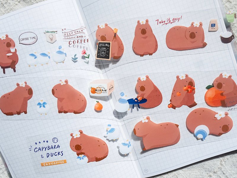 Capybara & Ducks 水豚店长与鸭鸭们 亮面PET胶带 - 纸胶带 - 塑料 