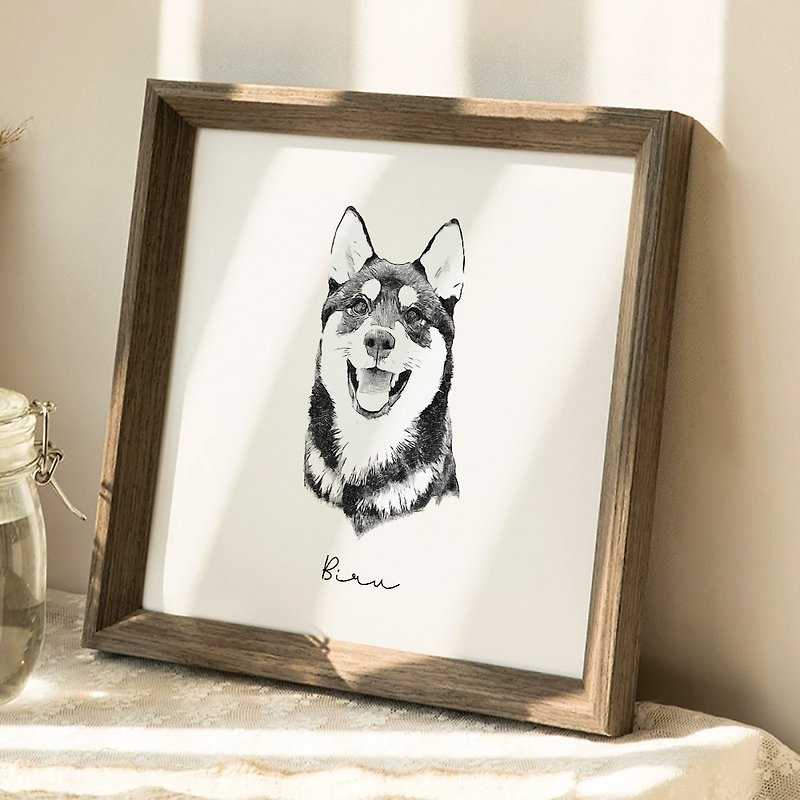 【加购正方形木框】定制化宠物肖像画 / 似颜绘 - 订制画像 - 木头 