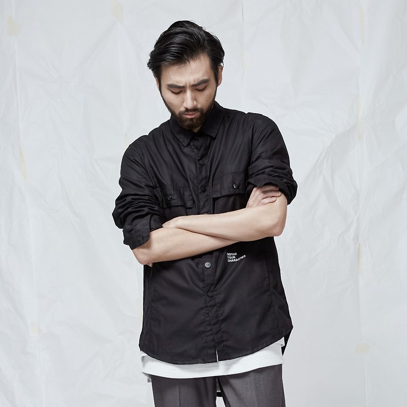 DYCTEAM - Pocket Long Shirt - 男装衬衫 - 棉．麻 黑色
