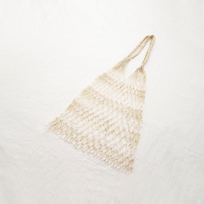 岛中坊研 手织鱼网袋 (金白间色) - 其他 - 聚酯纤维 金色