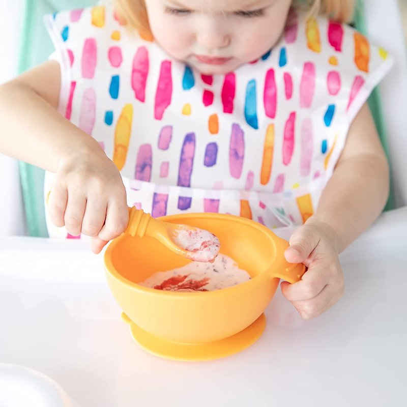 Bumkins 宝宝硅胶餐碗组(香橙黄) - 儿童餐具/餐盘 - 其他材质 