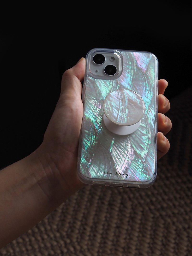 珍珠贝母手机壳 匠人手工制作的iPhone专属手机壳 独特自然礼物 - 手机壳/手机套 - 贝壳 白色