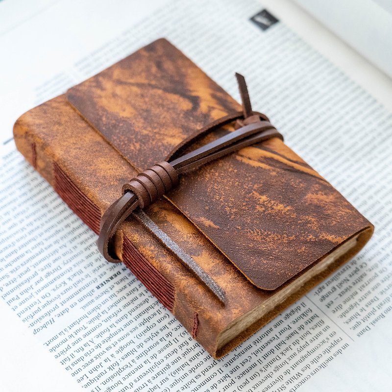 筆記本/手帳 真皮 Leather Journal, Vintage Bookbinding (Rustic Brown Two-tone) - 笔记本/手帐 - 真皮 