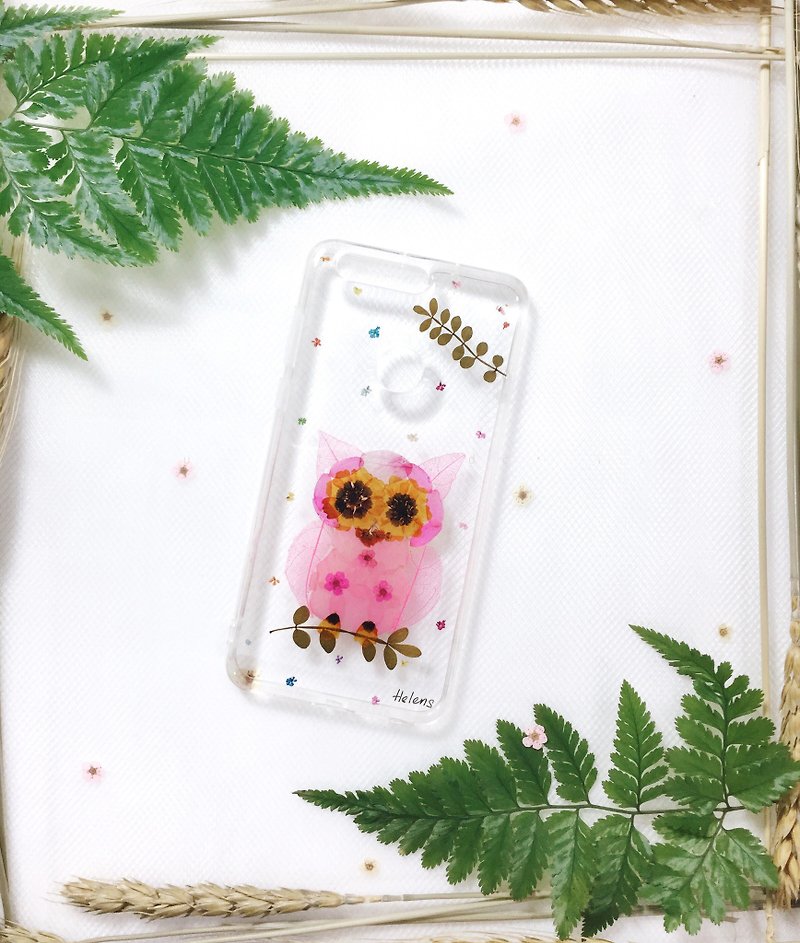 猫头鹰出没 • Handpressed Flower Phone Case - 手机壳/手机套 - 植物．花 粉红色