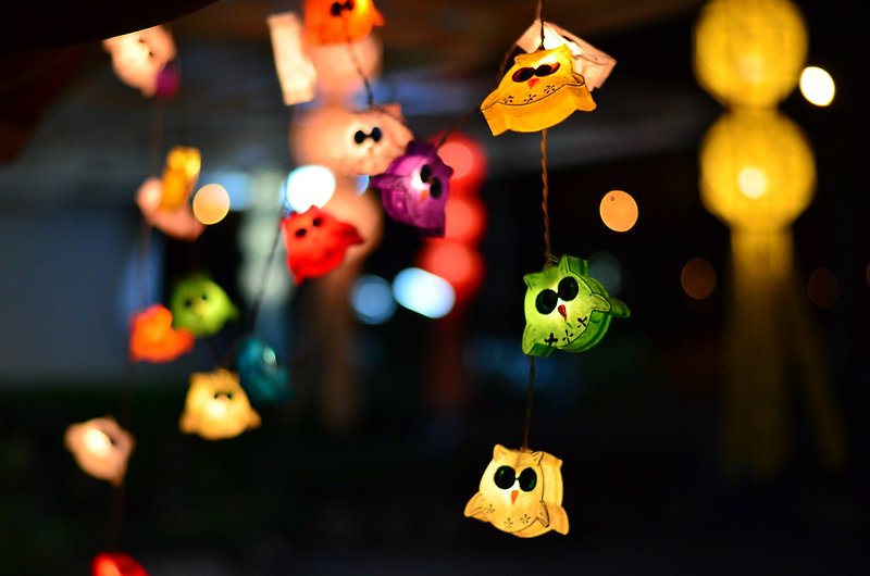 20 LED Battery Powered Owl Family Paper Lantern String Light for Home Decoration - 灯具/灯饰 - 其他材质 