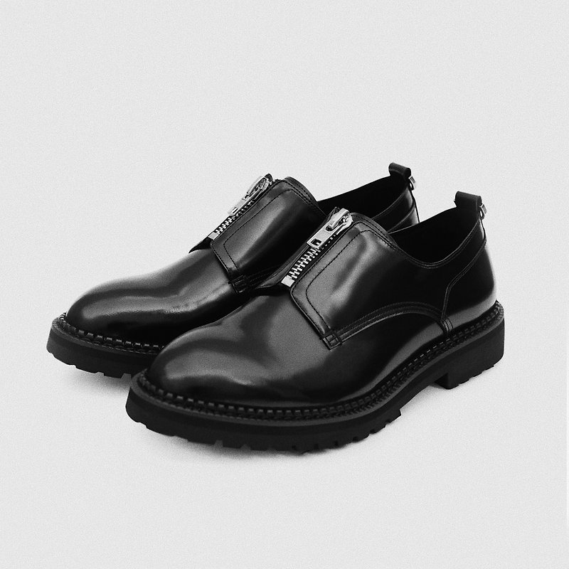 Unisex Zipper keyring shoes 2.0 - 女款皮鞋 - 真皮 黑色