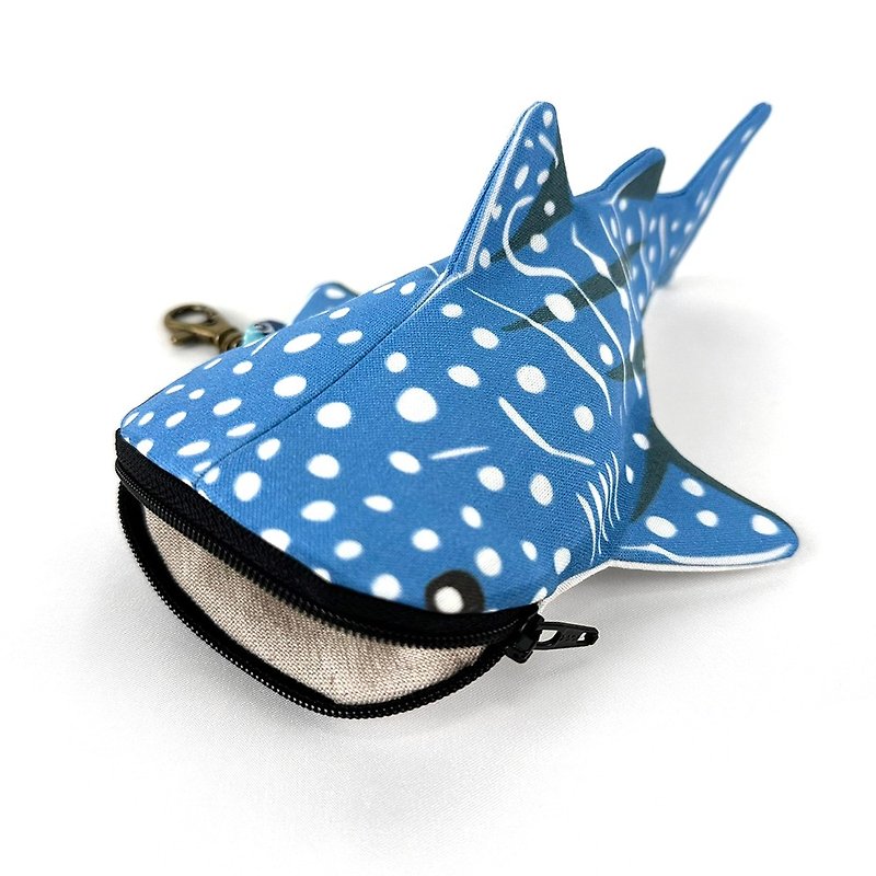 设计款WS147 - 【牛津棉布】鲸鲨立体造型零钱包 - 零钱包 - 棉．麻 蓝色