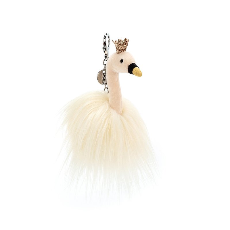 Jellycat 钥匙圈/吊饰 Fancy Swan 约14厘米 天鹅公主 - 吊饰 - 聚酯纤维 白色
