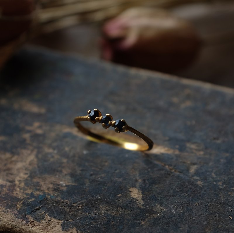 巴黎古董深蓝玻璃镀金戒指 - 戒指 - 其他金属 金色