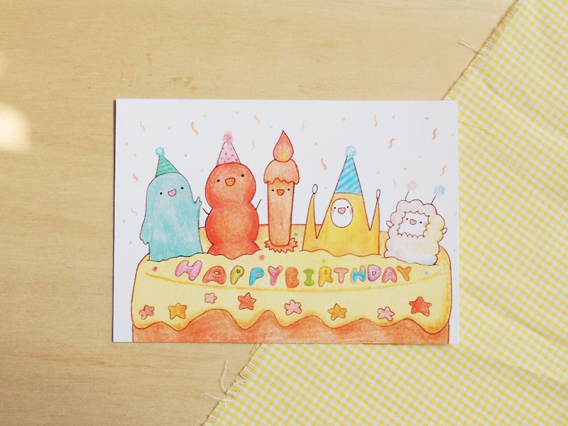 就是要陪你一起过生日－黄蕉星明信片 / 生日卡片 - 卡片/明信片 - 纸 橘色