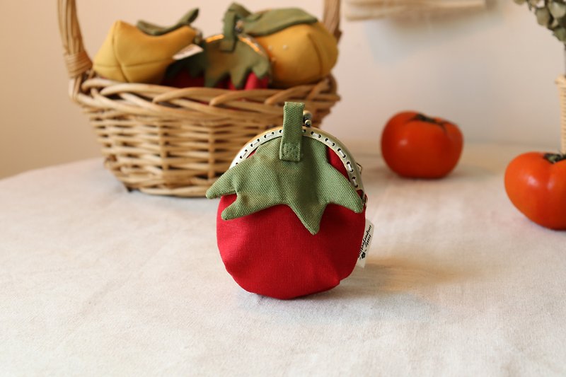 | new | - 迷你番茄 - 宝宝 口金包 零钱包 收纳包 钥匙包 造型包 - 零钱包 - 棉．麻 红色