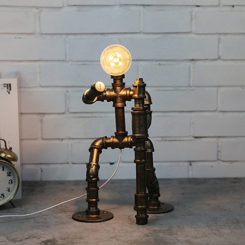 美式工业风水管机器人台灯LED书房卧室装饰台灯桌灯爱迪生台灯 - 灯具/灯饰 - 其他金属 咖啡色