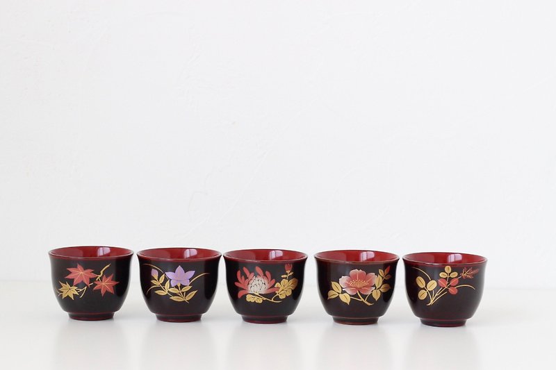 5 set of Urushi cup, sake cup set, Japanese Urushi, Japanese cup /3861 - 杯子 - 其他材质 黑色