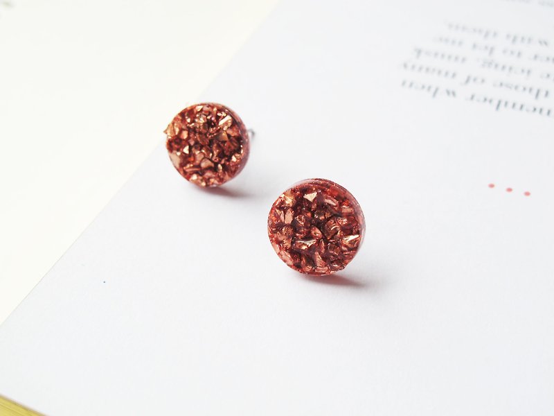 Rosy Garden 橙铜星球的碎片矿石簇耳环 可换耳夹式 - 耳环/耳夹 - 其他材质 橘色