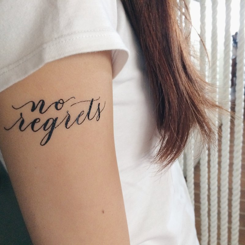 cottontatt // no regrets // 手写书法 纹身贴纸 - 纹身贴 - 其他材质 黑色