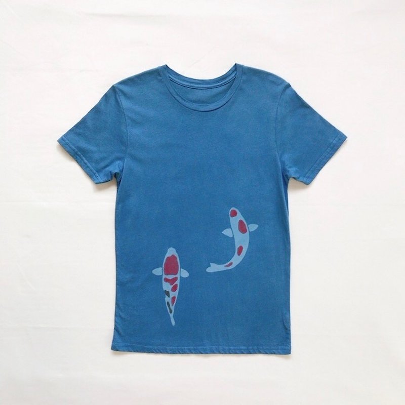 Nishikigoi 錦鯉 TEE Indigo dyed 藍染 organic cotton - 女装 T 恤 - 棉．麻 蓝色