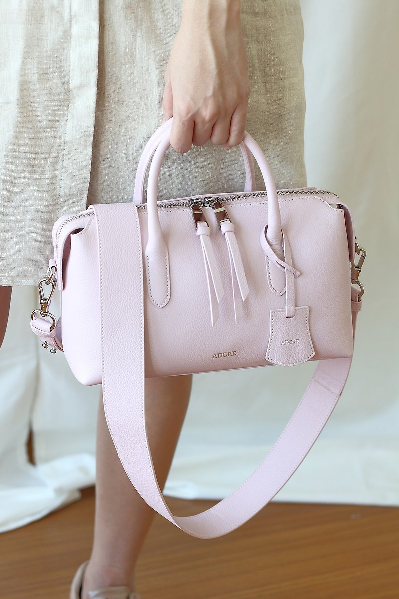 P i L L o w  Light Pink  - Genuine Leather Bag (Cow Leather) - 手提包/手提袋 - 真皮 粉红色