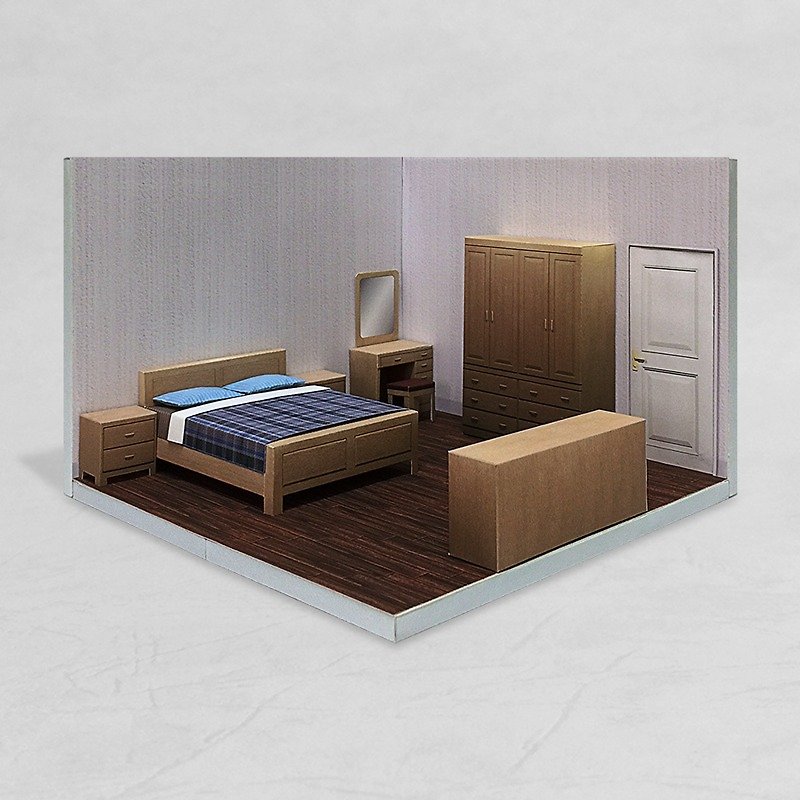 场景袖珍屋 - Bedroom #001 - DIY 纸模型 - 木工/竹艺/纸艺 - 纸 卡其色