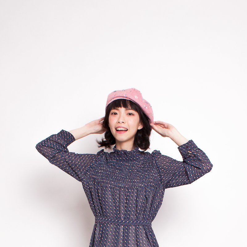 JOJA│[限量] 粉色白日梦 S-M可调式/ 贝蕾帽 / 画家帽 订制 - 帽子 - 棉．麻 粉红色