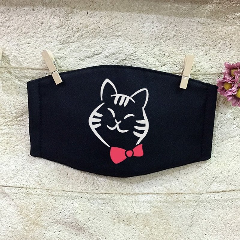 反光口罩 质感棉布口罩 优雅花猫 Cat - 口罩 - 其他材质 黑色