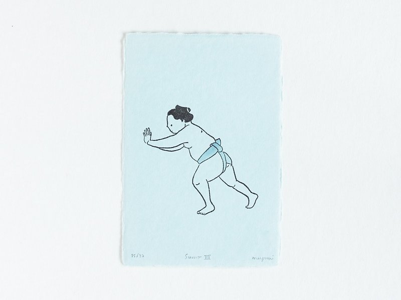 Sumo No.7 - Letterpress Print Limited Edition of 37 - 海报/装饰画/版画 - 纸 蓝色