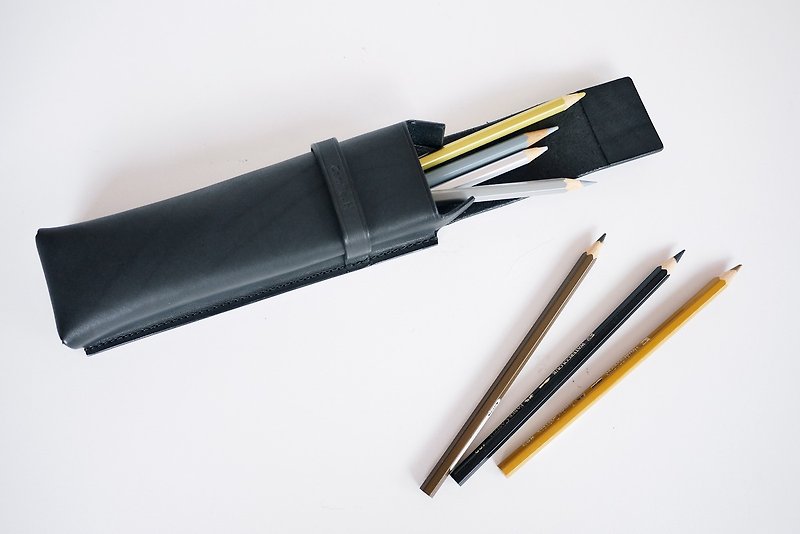 简约立体笔盒 刷具收纳盒 笔袋 Pencil Cases 黑 Black - 铅笔盒/笔袋 - 真皮 黑色