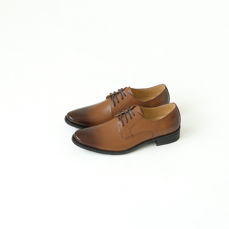极简素面绅士皮鞋(T01棕) - 男款皮鞋 - 真皮 咖啡色