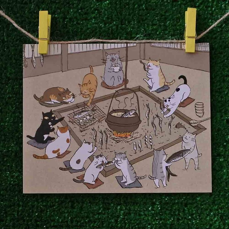 3猫小铺猫咪插画明信片(画家:猫小姐) – 碳烤围炉 - 卡片/明信片 - 纸 