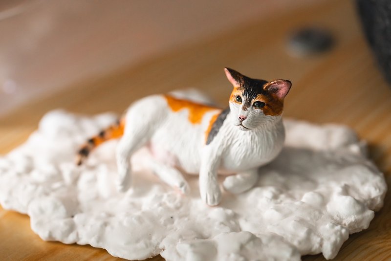 猫咪 定制化宠物手工黏土模型 含服装 含配件 - 玩偶/公仔 - 粘土 橘色