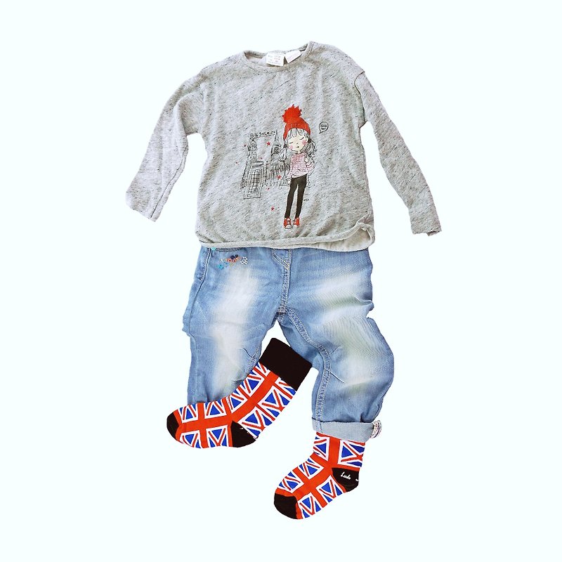 英伦风童袜 - Admiral, Union Jack 英国旗 - 复古风格袜子 - 其他 - 棉．麻 红色