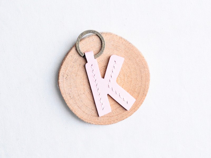 头文字A至Z 字母锁匙扣 好好缝 皮革材料包 钥匙圈 意大利 植鞣 - 皮件 - 真皮 粉红色