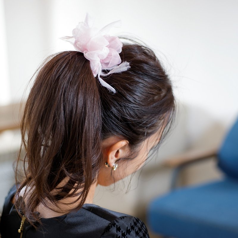 mini || レンゲソウ || 彩る咲き編みシュシュ - 发饰 - 其他材质 粉红色