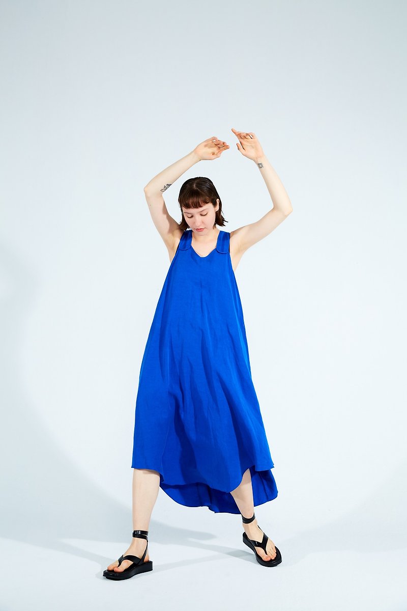 10 Moon 蓝色背带式洋装 降落伞概念设计 - 洋装/连衣裙 - 其他材质 蓝色