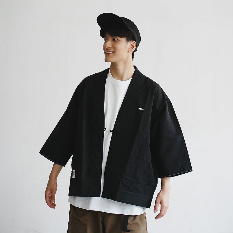 【和风系列】拼布和服外套 - 3色选择 (YJ356) - 男装外套 - 棉．麻 多色